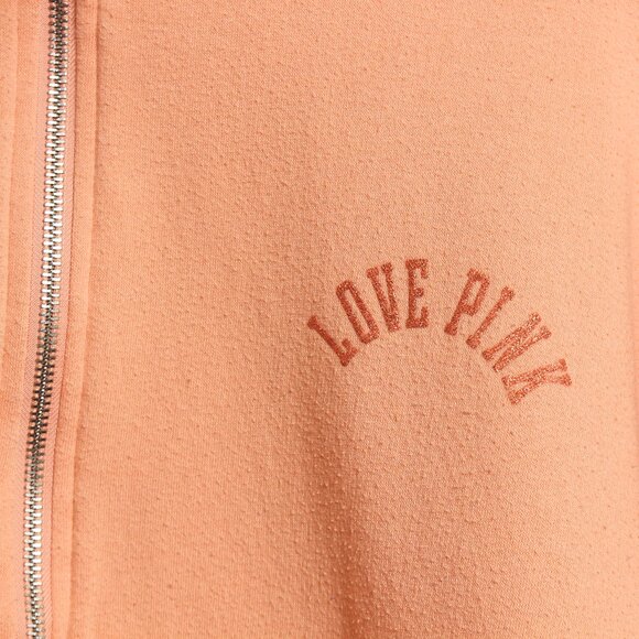 Pink Victorias Secret Varsity Half Zip Sweatshirt Womens Medium Peach Pullover - Picture 6 of 7